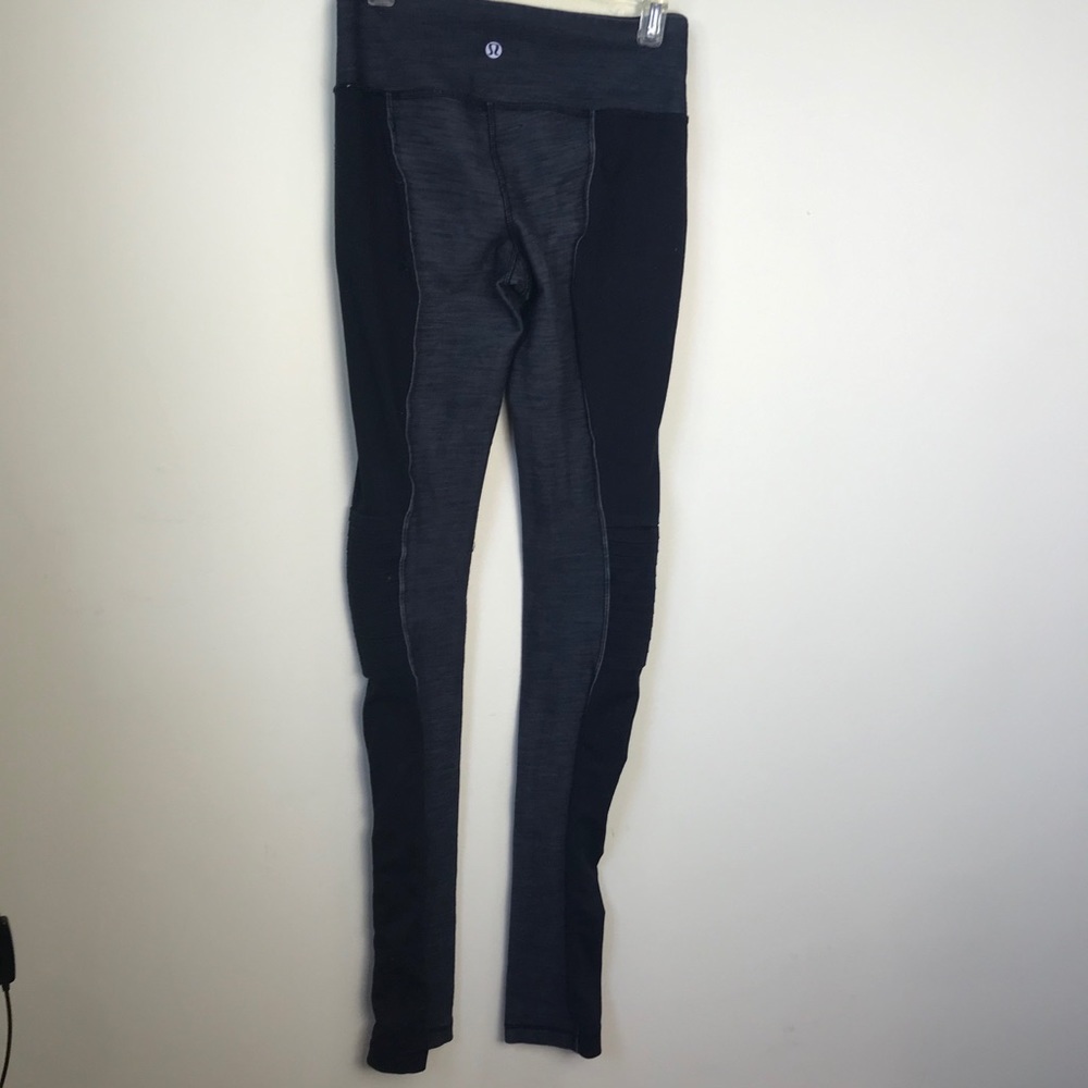Lululemon Moto 2 Color Block Slim Denim Pant Legging Mid Rise Leg Detail RARE 2